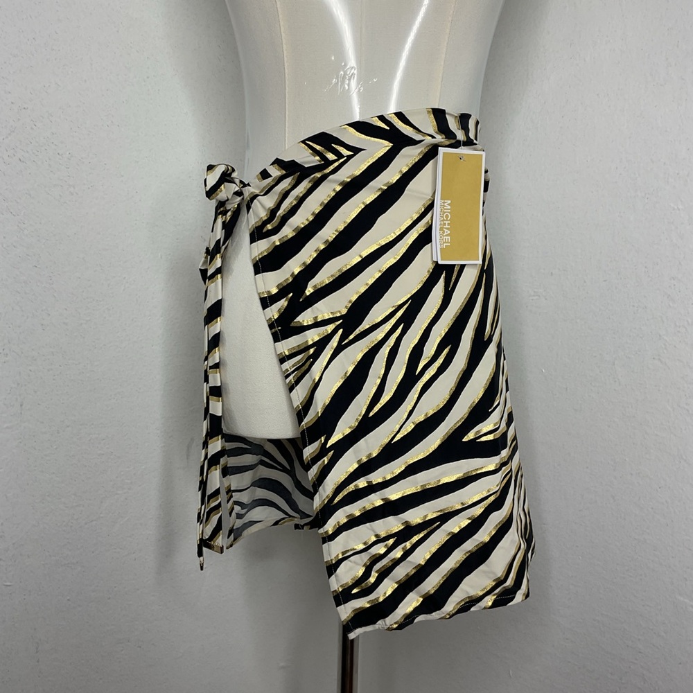Michael Kors Zebra Print Swim Skirt Cover Up Tie Waist Size M/L Beach Resortwear - Picture 2 of 11